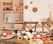 80Pcs Artificial Pumpkins Maple Harvest Fall Decoration, 30Pcs Fall Pumpkins and 50Pcs Maple Leaves for Autumn Thanksgiving Harvest Home Decor